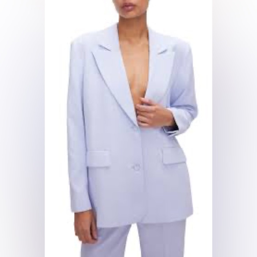 Good American Pale Lavender Single-Button Blazer